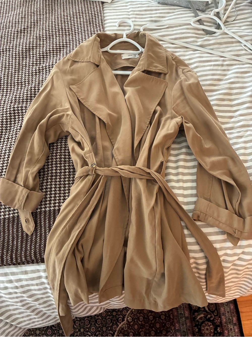 Mango Relaxed Trench Coat - Camel Belted Women's Jacket